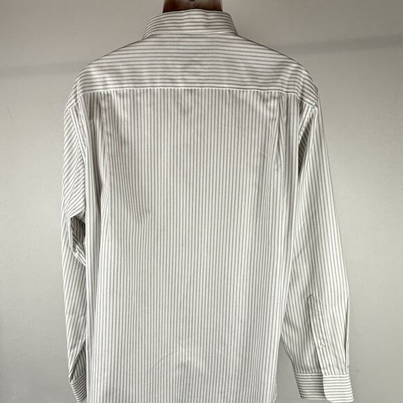Jos. A. Bank Mens Shirt 17/35 Tailored Fit White Gray Strip L/S - Picture 8 of 10